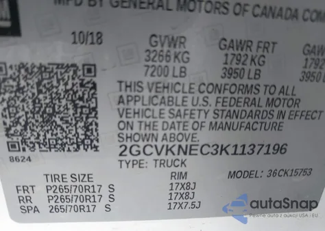 2019 Chevrolet Silverado 1500 Ld Wt z USA, uszkodzony, nr VIN 2GCVKNEC3K1137196